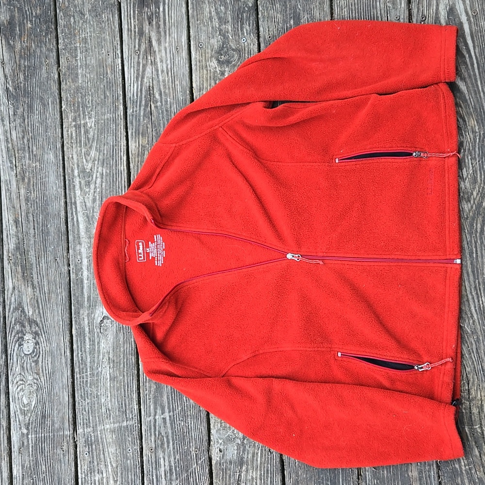 L.L. Bean medium weight fleece, sienna orange, plus-size 1X